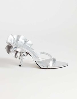 Topshop Topshop Ophelia real leather high heel sandals with ruffle in silver