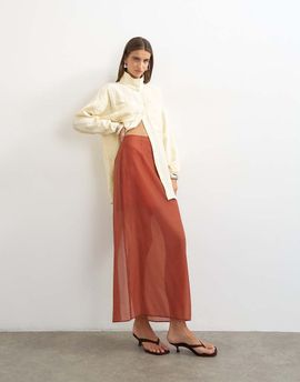 Topshop Topshop organza column maxi skirt in rust - part of a set-Red