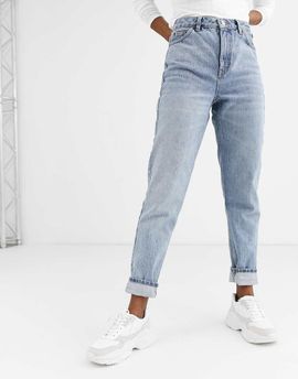 Topshop Topshop Original Mom jeans in bleach wash - MBLUE