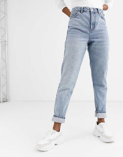Topshop Topshop Original Mom jeans in bleach wash - MBLUE
