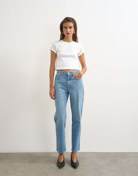 Topshop Topshop Orson comfort stretch straight leg ankle grazer jeans in bleach-Black