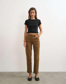 Topshop Topshop Orson comfort stretch straight leg ankle grazer jeans in cumin-Brown