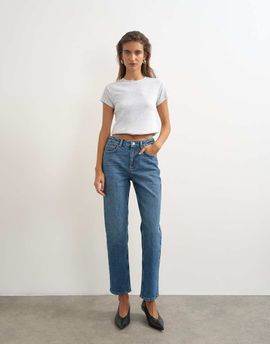 Topshop Topshop Orson comfort stretch straight leg ankle grazer jeans in mid blue