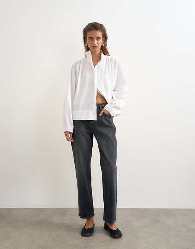 Topshop Topshop Orson comfort stretch straight leg ankle grazer jeans in washed black