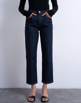 Topshop Topshop Orson mid rise comfort straight jean in indigo rinse-Blue