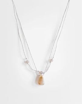 Topshop Topshop Ottie cord necklace with semi-precious stones in light gray