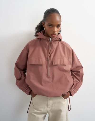 Topshop Topshop overhead bomber jacket in pink - part of a set-Brown