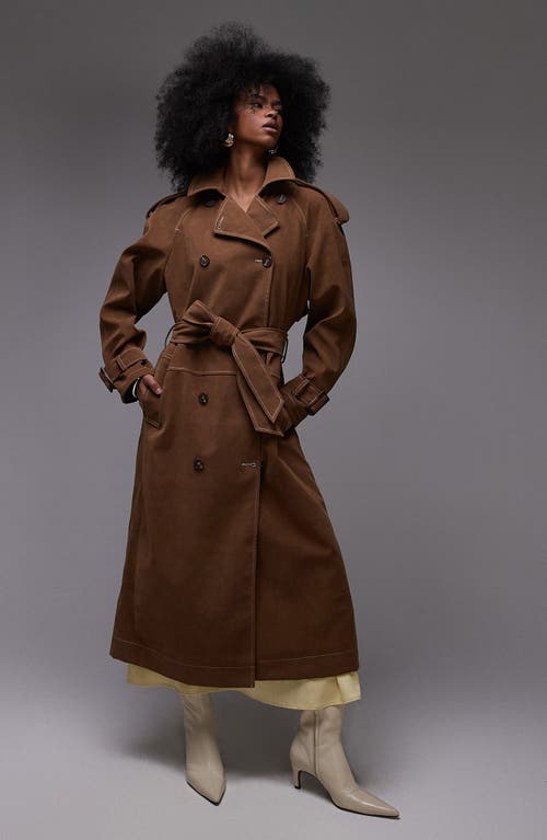 Topshop Topshop Oversize Faux Suede Trench Coat