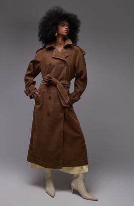 Topshop Topshop Oversize Faux Suede Trench Coat