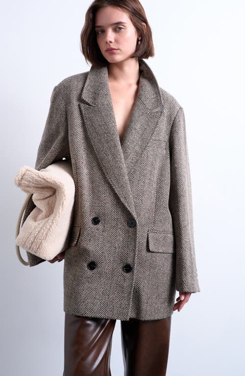 Topshop Topshop Oversize Herringbone Twill Double Breasted Blazer