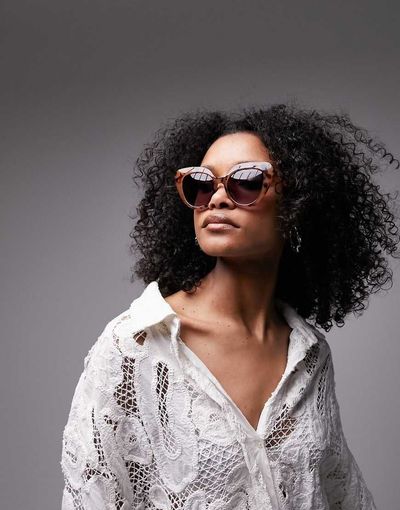 Topshop Topshop oversized cat eye sunglasses in tort-Brown