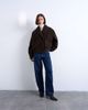 Topshop Topshop oversized faux suede shawl collar bomber jacket in chocolate-Brown - 1