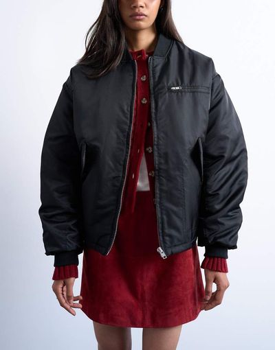Topshop Topshop oversized nylon bomber jacket in black