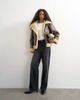 Topshop Topshop oversized shearling collar detail jacket in brown - 4
