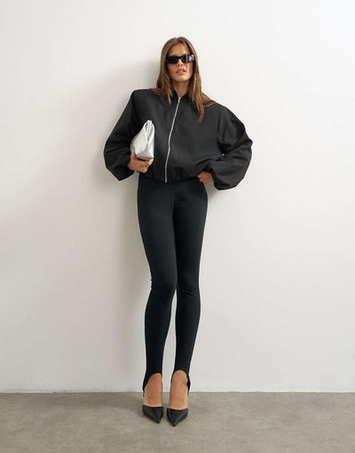 Topshop Topshop oversized zip-up bomber jacket in black