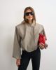 Topshop Topshop oversized zip up bomber jacket in stone-Neutral - 1