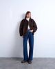 Topshop Topshop ovoid short shearling double breasted jacket in chocolate-Brown - 2