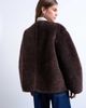 Topshop Topshop ovoid short shearling double breasted jacket in chocolate-Brown - 3