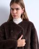 Topshop Topshop ovoid short shearling double breasted jacket in chocolate-Brown - 4
