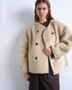 Topshop Topshop ovoid short shearling double breasted jacket in cream-Brown - 1