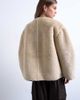 Topshop Topshop ovoid short shearling double breasted jacket in cream-Brown - 4