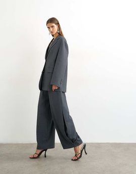 Topshop Topshop ovoid side pleat pants in gray - part of a set