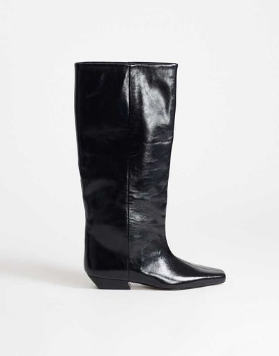 Topshop Topshop Pablo real leather pull on western boots in black