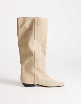 Topshop Topshop Pablo real suede slim cowboy boots in taupe-Neutral