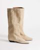 Topshop Topshop Pablo real suede slim cowboy boots in taupe-Neutral - 2
