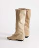 Topshop Topshop Pablo real suede slim cowboy boots in taupe-Neutral - 4