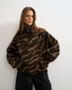 Topshop Topshop padded denim bomber jacket in zebra-White - 1