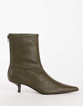 Topshop Topshop Palmer real leather kitten heel ankle boots in mink gray