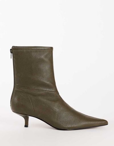 Topshop Topshop Palmer real leather kitten heel ankle boots in mink gray