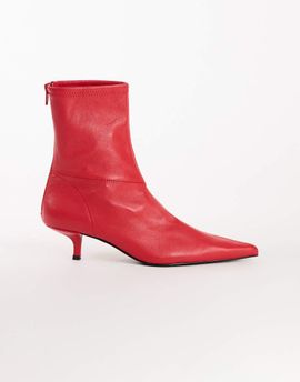 Topshop Topshop Palmer real leather kitten heel ankle boots in red