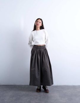 Topshop Topshop paper bag full circle maxi skirt in brown stripes