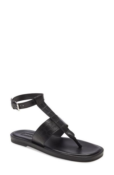 Topshop Topshop Peachy Croc Embossed Ankle Strap Sandal