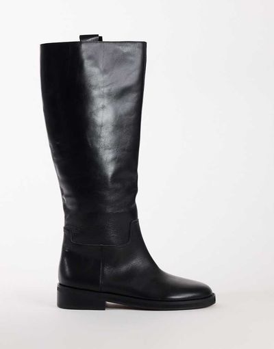 Topshop Topshop Penelope real leather riding boot in black