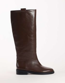 Topshop Topshop Penelope real leather riding boots in chocolate-Brown