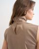Topshop Topshop performance fabric funnel neck drawstring hem top in mocha-Green - 2
