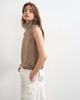 Topshop Topshop performance fabric funnel neck drawstring hem top in mocha-Green - 3