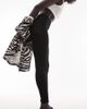 Topshop Topshop Petite full length heavy weight legging with deep waistband in black - 1