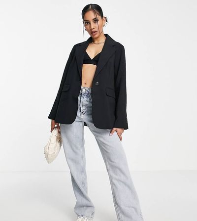Topshop Topshop Petite Tailored single breasted blazer in Black