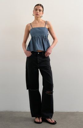 Topshop Topshop Pinstripe Denim Strappy Cami
