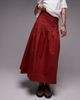 Topshop Topshop pintuck poplin full skirt in red - 3