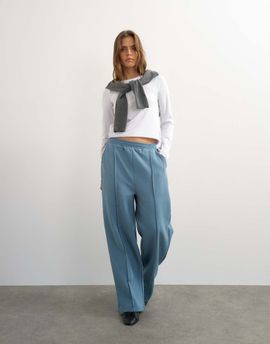 Topshop Topshop pintuck straight leg sweatpants in blue