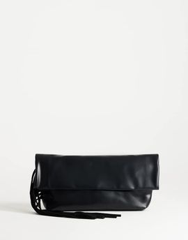Topshop Topshop Pippa oversized fringe clutch bag in black