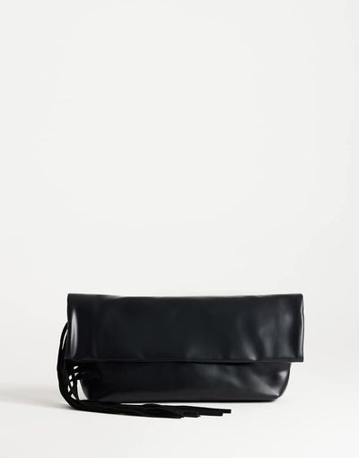 Topshop Topshop Pippa oversized fringe clutch bag in black