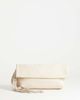 Topshop Topshop Pippa oversized fringe clutch bag in stone-White - 1