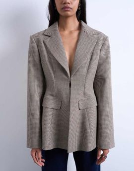 Topshop Topshop plaid cinched waist blazer in brown - part of a set