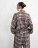 Topshop Topshop plaid funnel neck cinch drop waist hem shirt in brown - 2